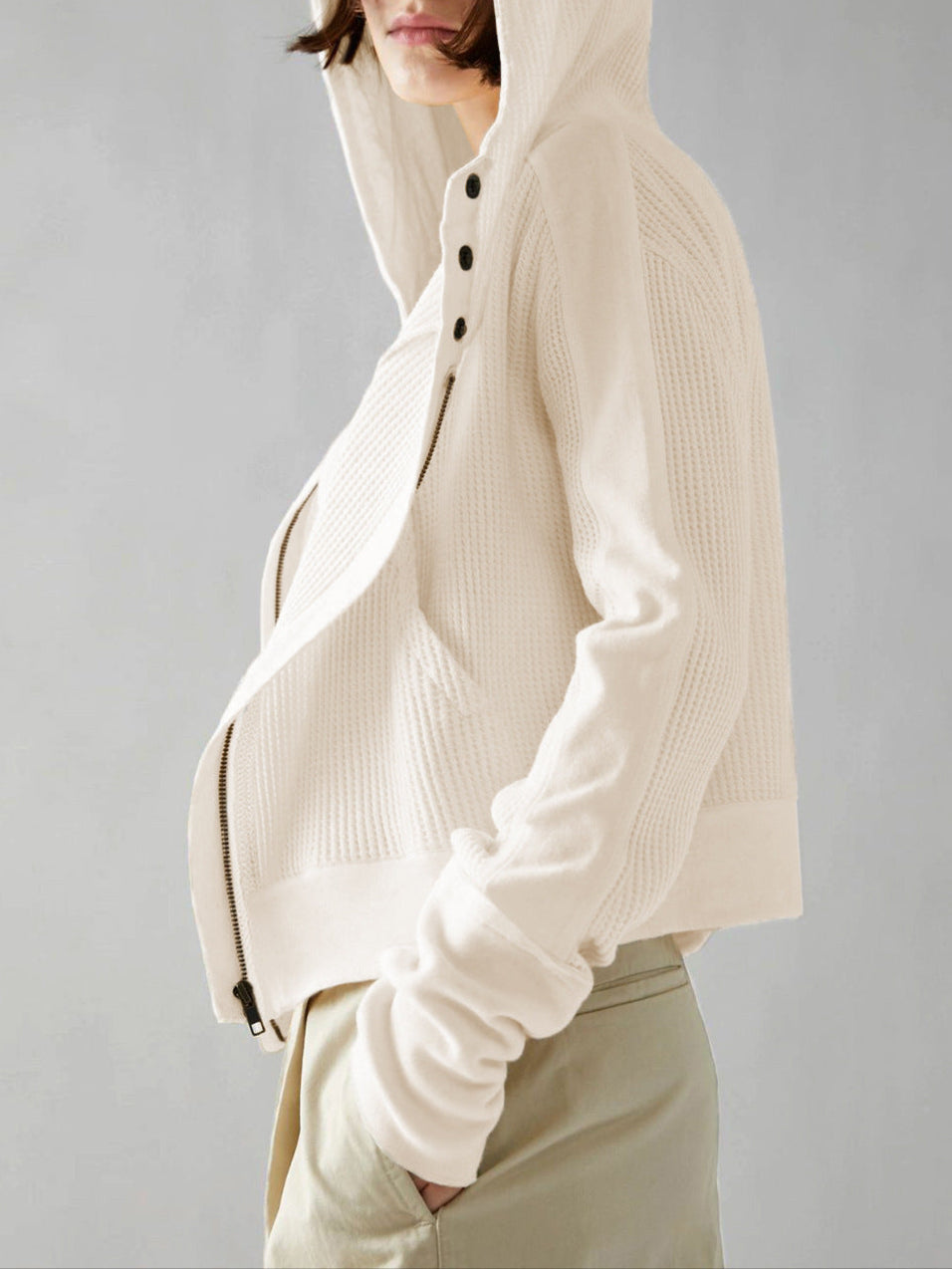 Mariel | Waffle Knit Zip-Up Hoodie