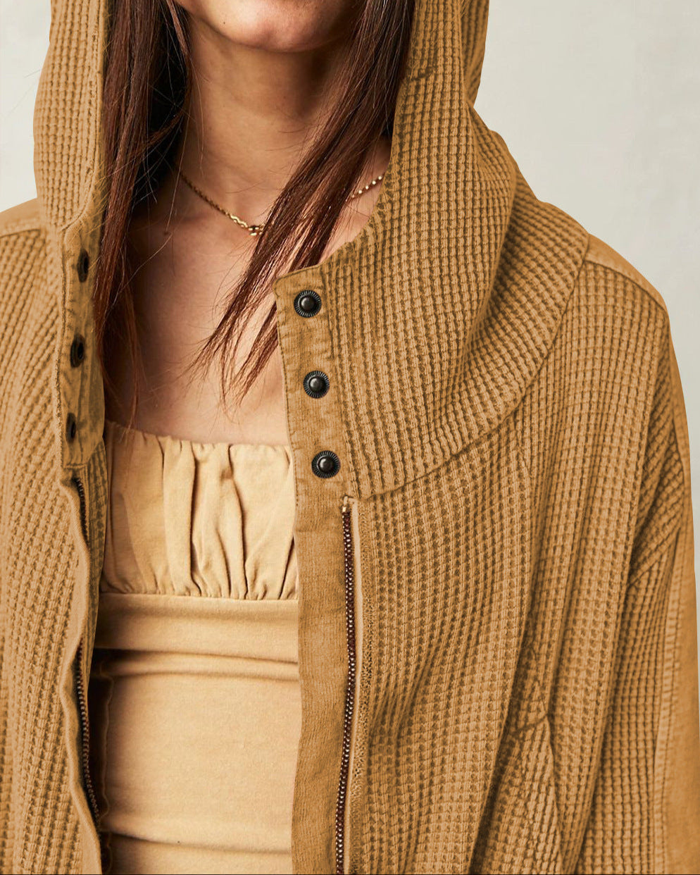 Mariel | Waffle Knit Zip-Up Hoodie