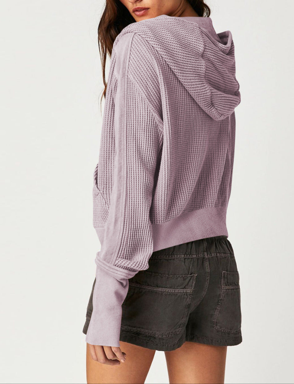 Mariel | Waffle Knit Zip-Up Hoodie