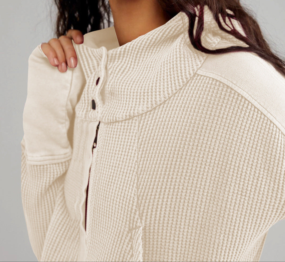 Mariel | Waffle Knit Zip-Up Hoodie