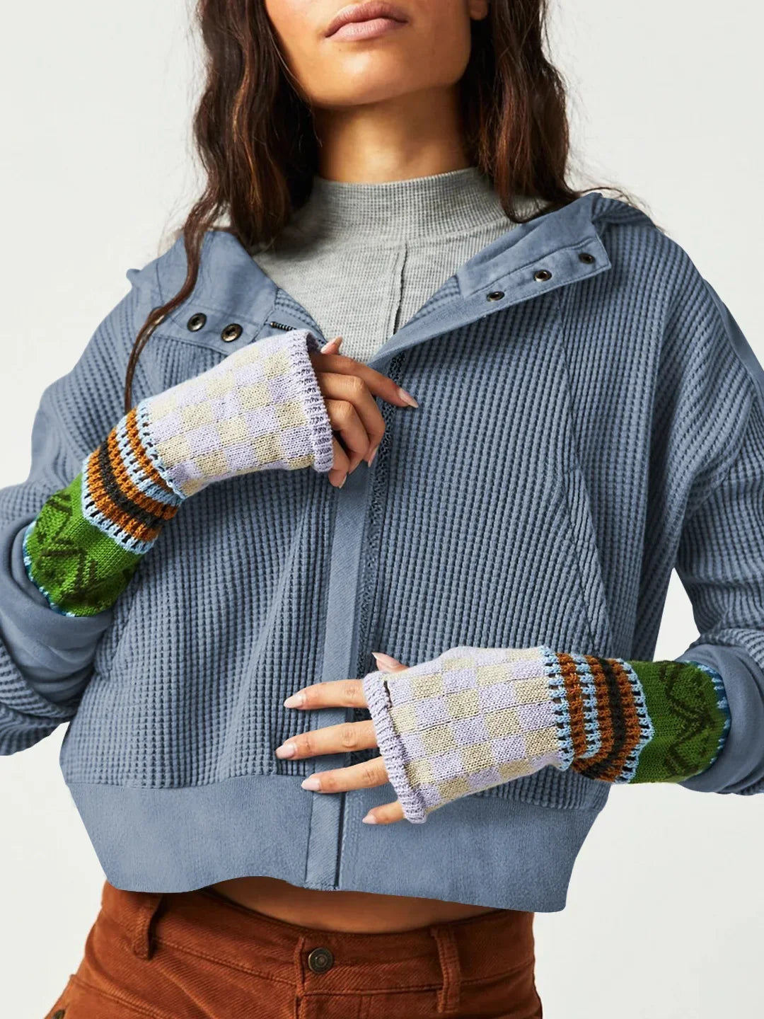 Mariel | Waffle Knit Zip-Up Hoodie