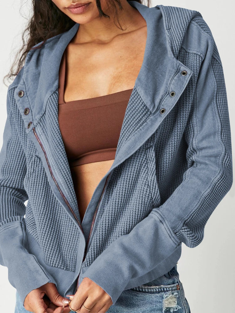 Mariel | Waffle Knit Zip-Up Hoodie