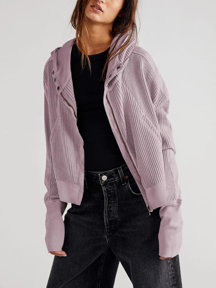 Mariel | Waffle Knit Zip-Up Hoodie