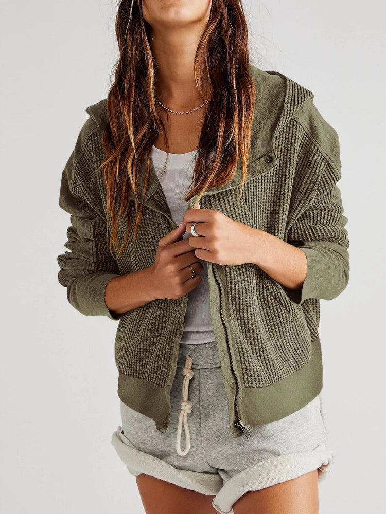 Mariel | Waffle Knit Zip-Up Hoodie