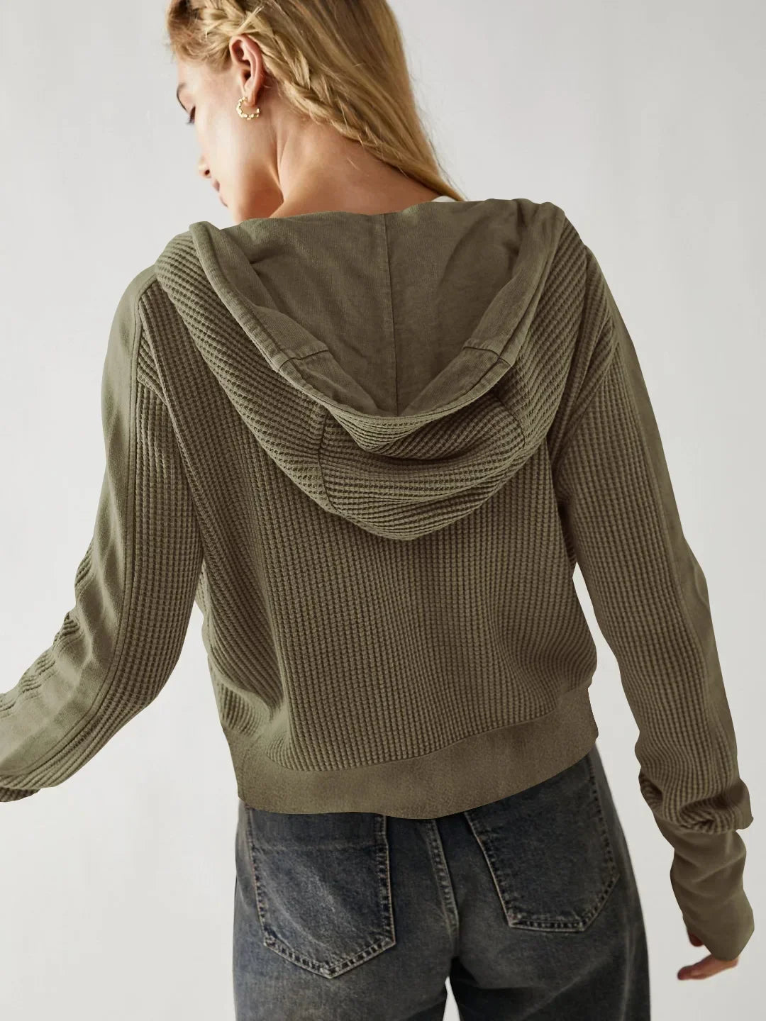Mariel | Waffle Knit Zip-Up Hoodie