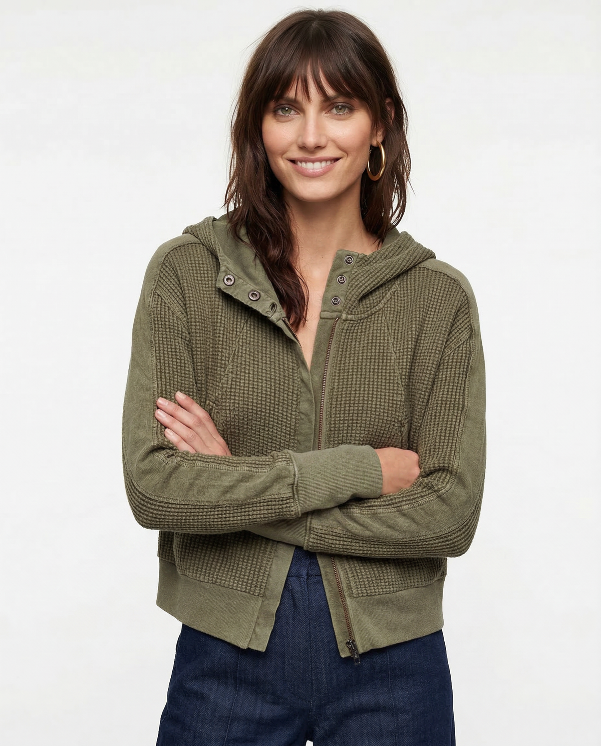 Mariel | Waffle Knit Zip-Up Hoodie