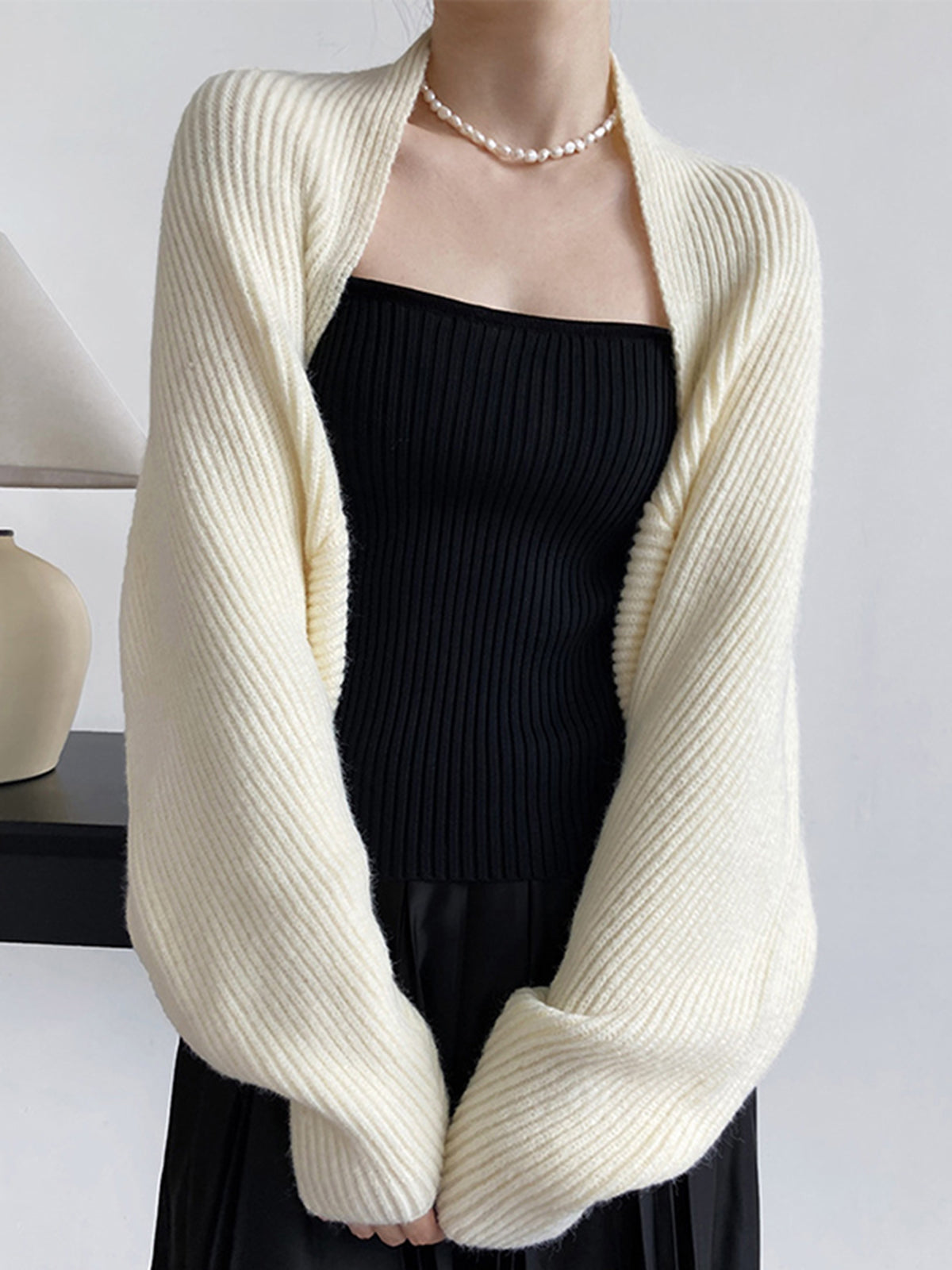 Eugenie | Ribbed Bolero Shrug Cardigan