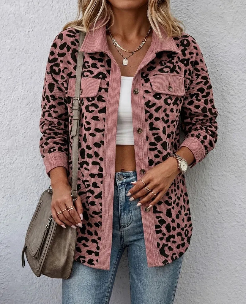 Simone | Leopard Print Corduroy Shacket