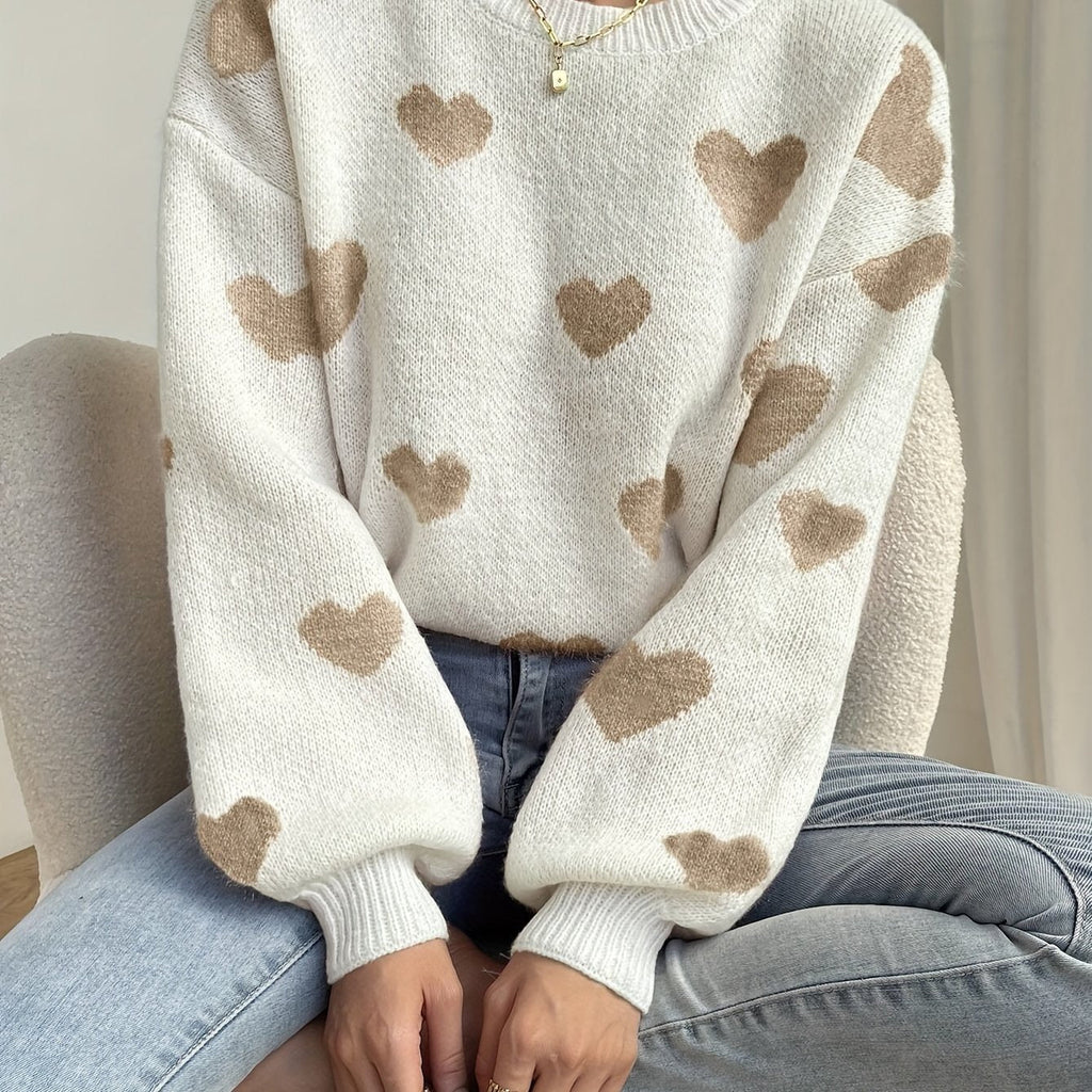 Veronica | Wool Mix Heart Knit Jumper