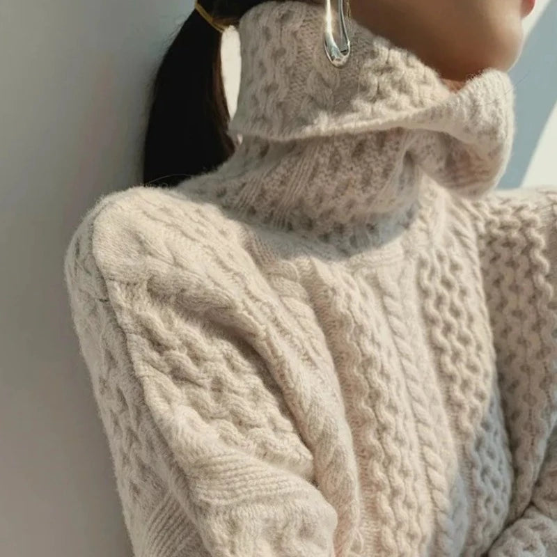 Charlotte | Chunky Cable Knit Roll Neck Jumper