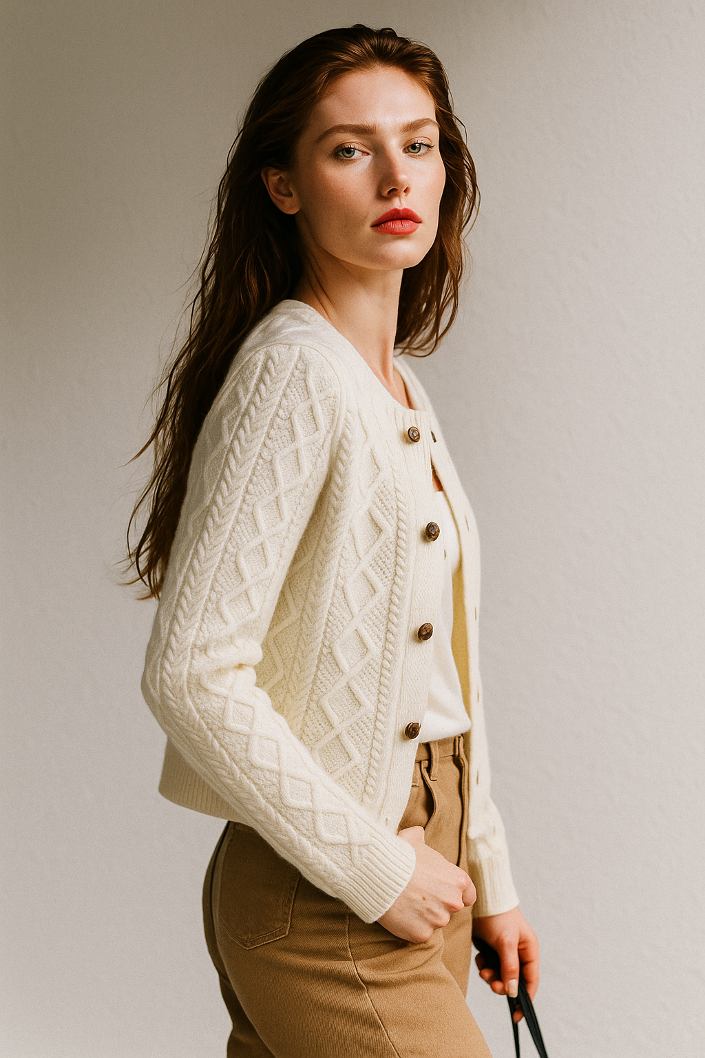 Letitia | Cable-Knit Button Cardigan
