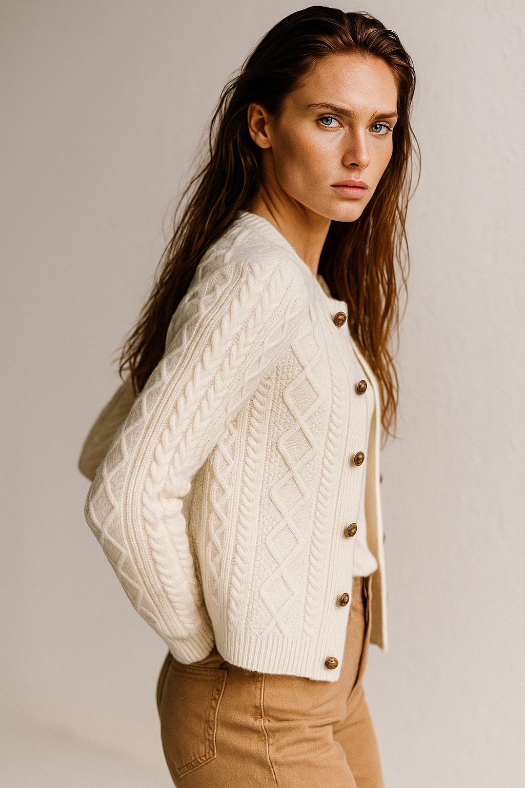 Letitia | Cable-Knit Button Cardigan