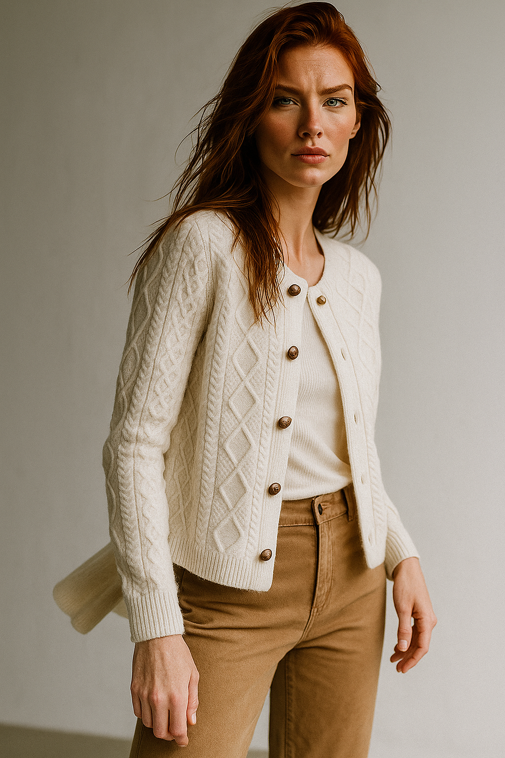 Letitia | Cable-Knit Button Cardigan