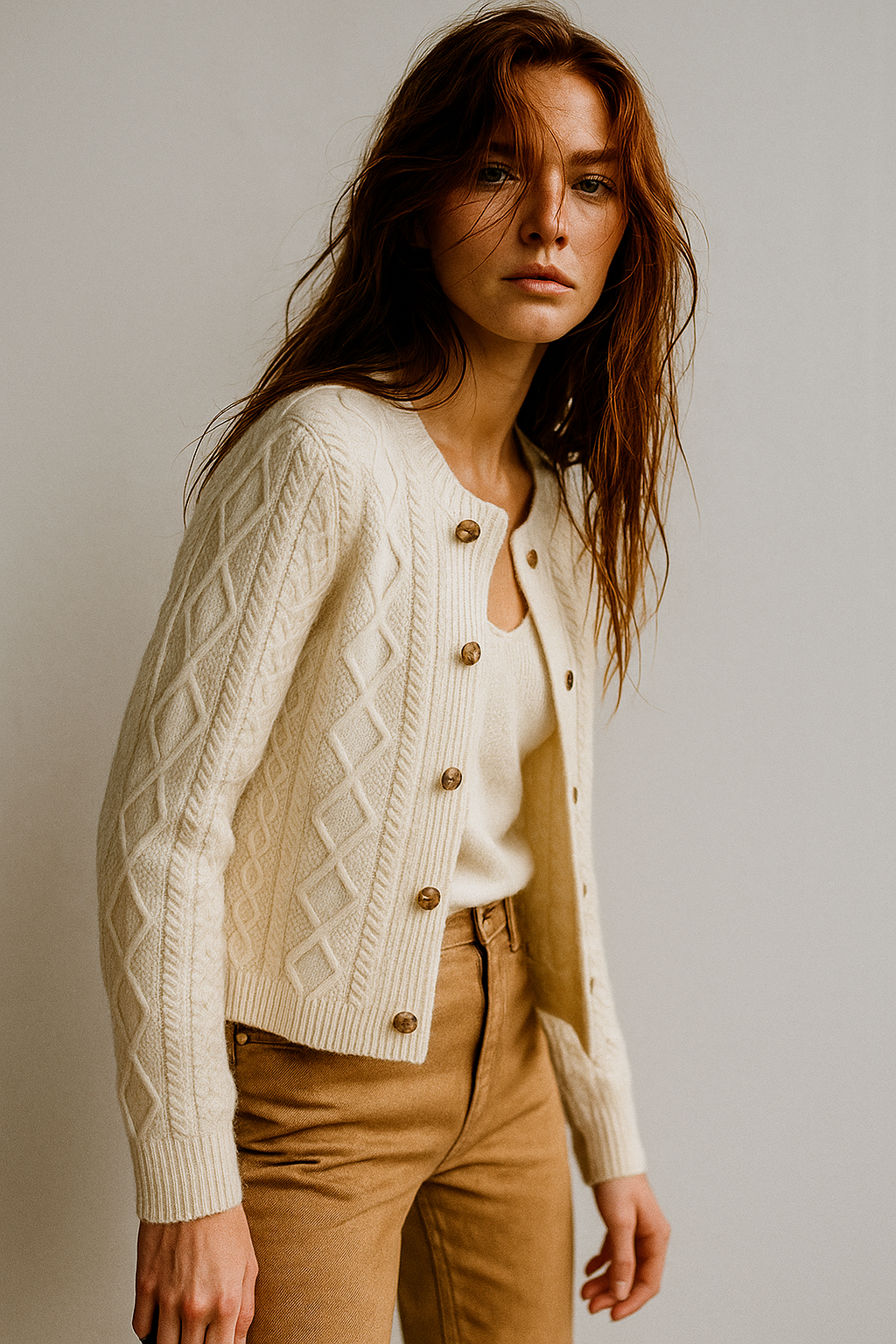 Letitia | Cable-Knit Button Cardigan