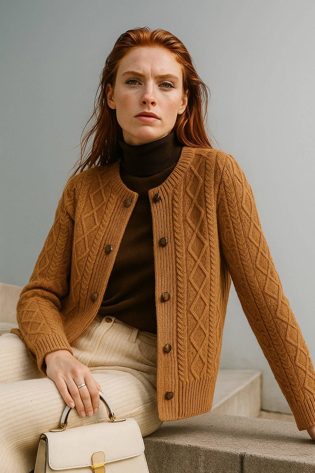 Letitia | Cable-Knit Button Cardigan