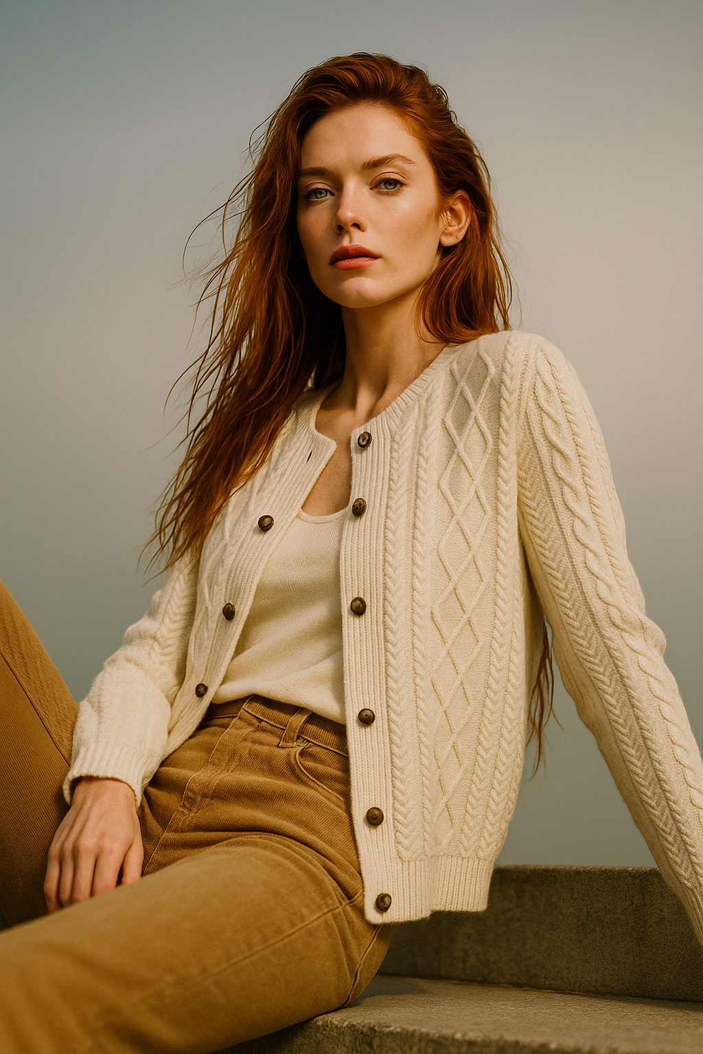 Letitia | Cable-Knit Button Cardigan