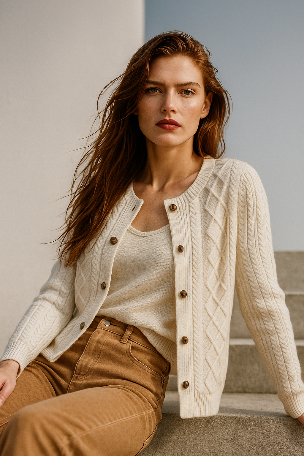 Letitia | Cable-Knit Button Cardigan