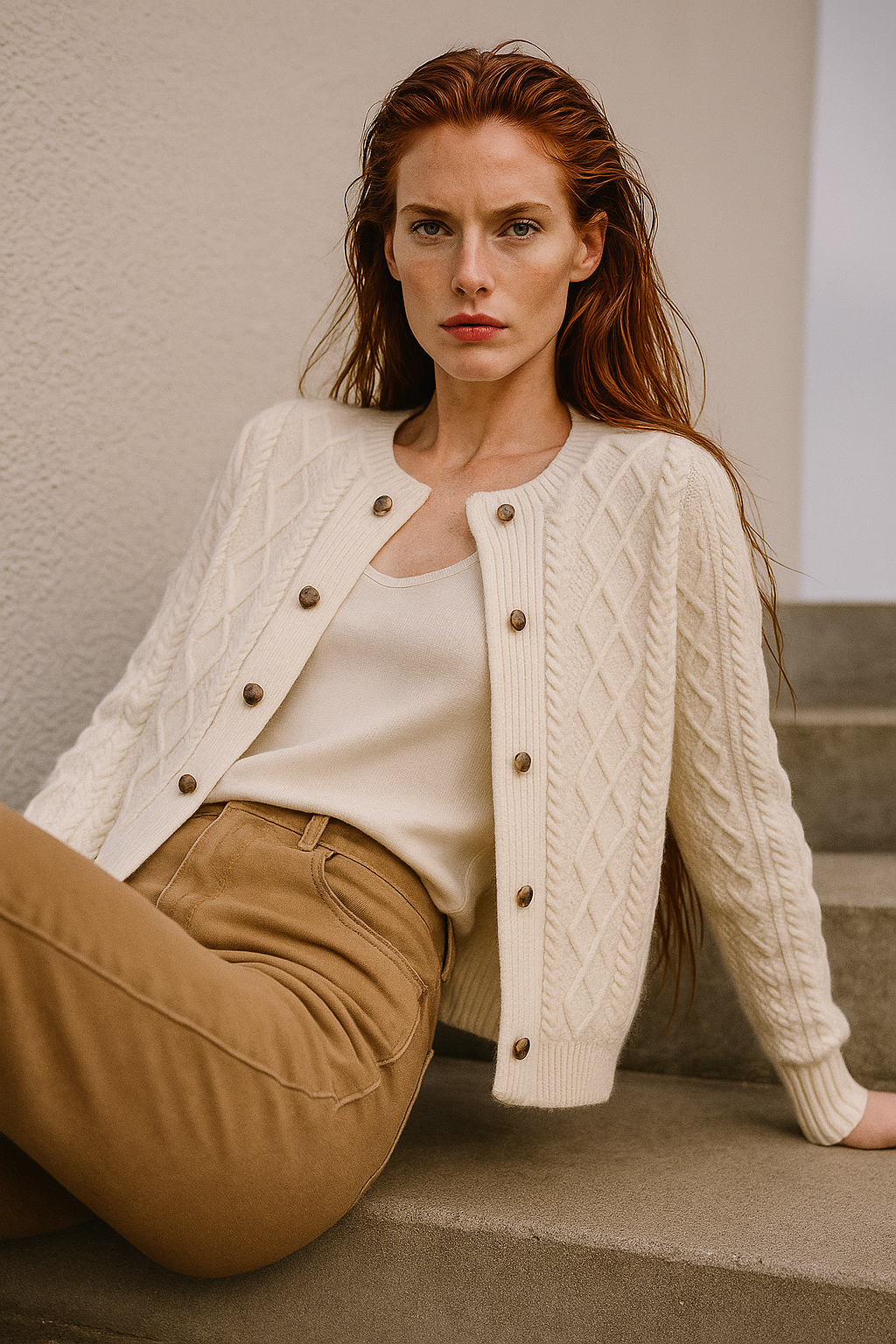 Letitia | Cable-Knit Button Cardigan