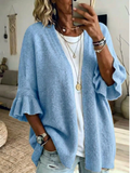 Eudora | Ruffle-Sleeve Open-Front Cardigan