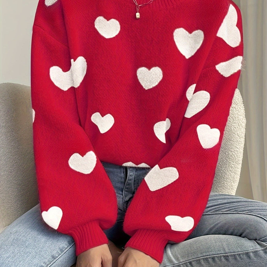Veronica | Wool Mix Heart Knit Jumper