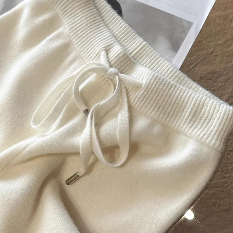 Teresa | Wool Mix Wide Leg Knit Trousers
