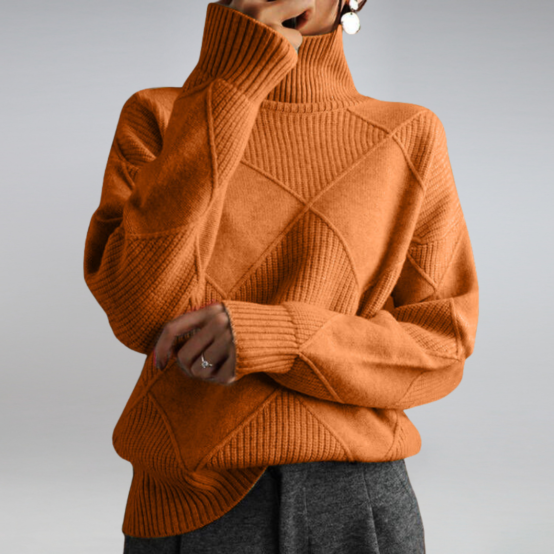 Clara | Diamond Knit Roll Neck Jumper