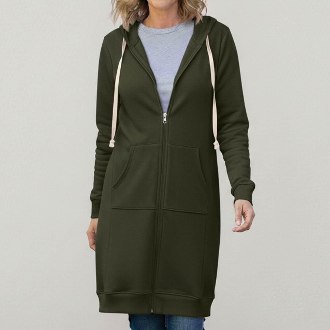 Rafaela | Longline Zip-Up Hooded Jacket