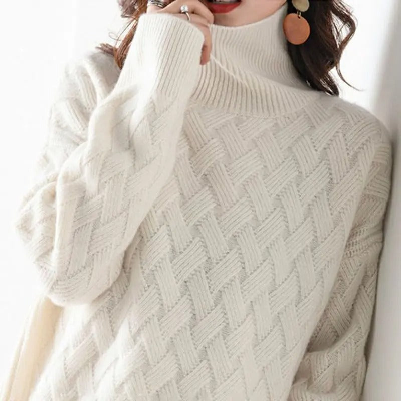 Faye | Basketweave Roll Neck Jumper