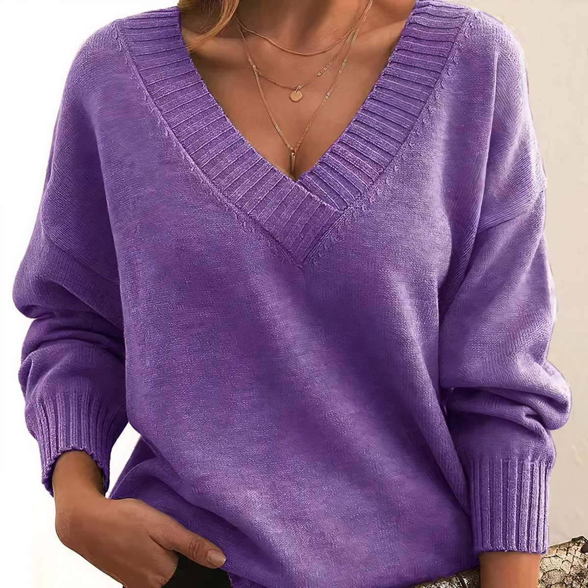 Bridget | Pleated V-Neck Jumper