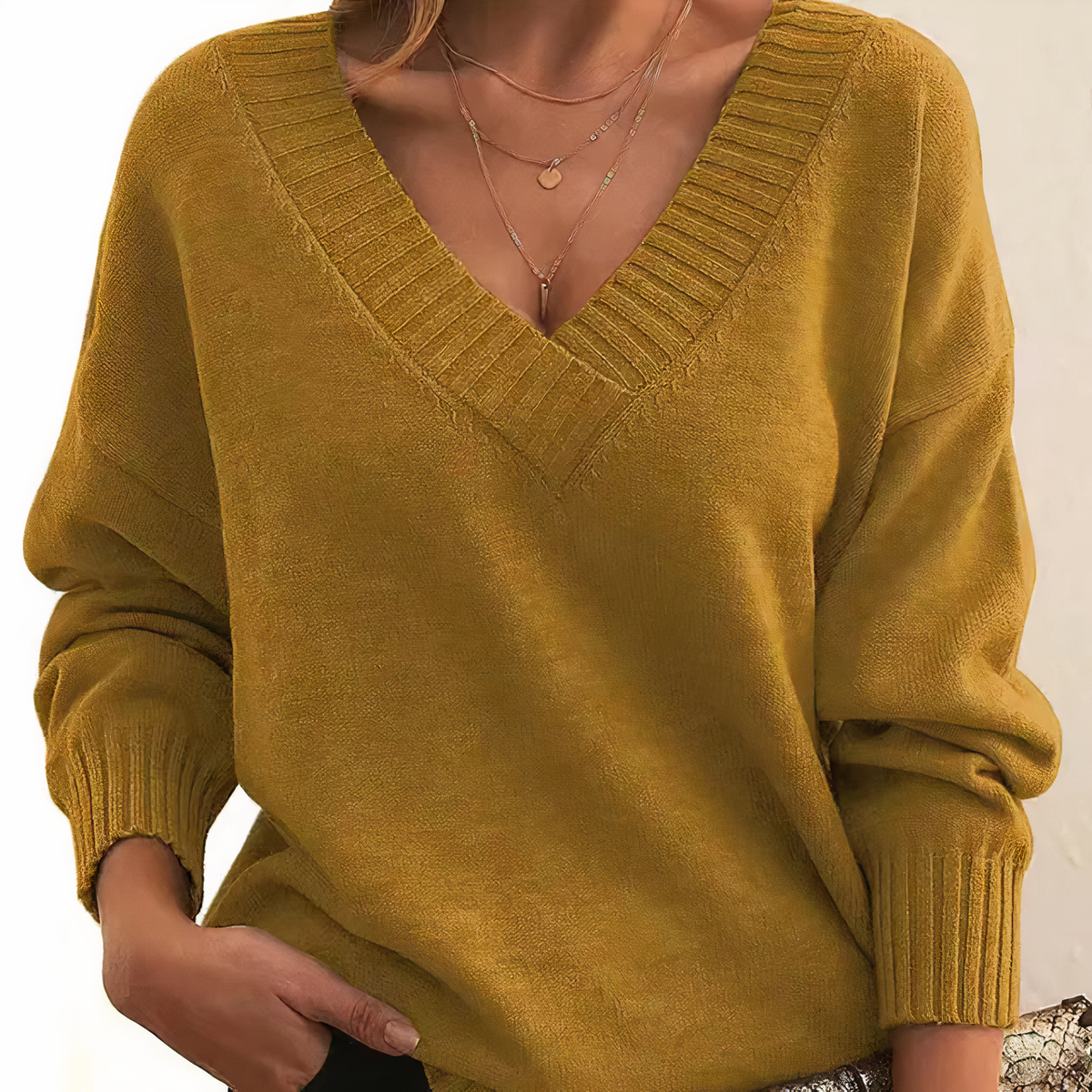 Bridget | Pleated V-Neck Jumper