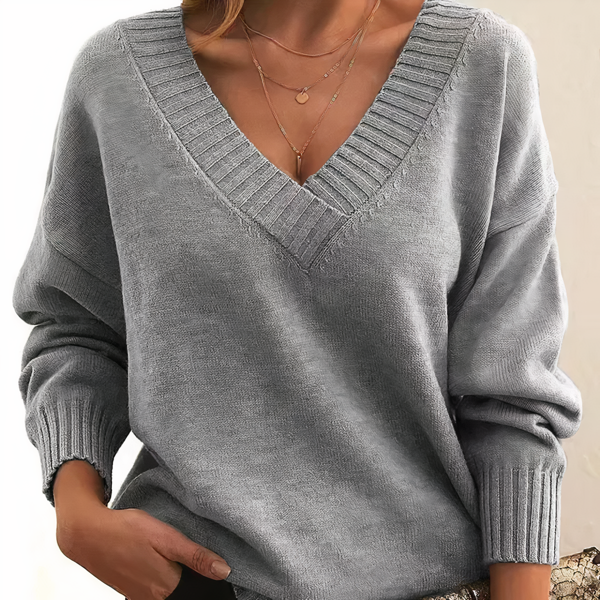 Bridget | Pleated V-Neck Jumper