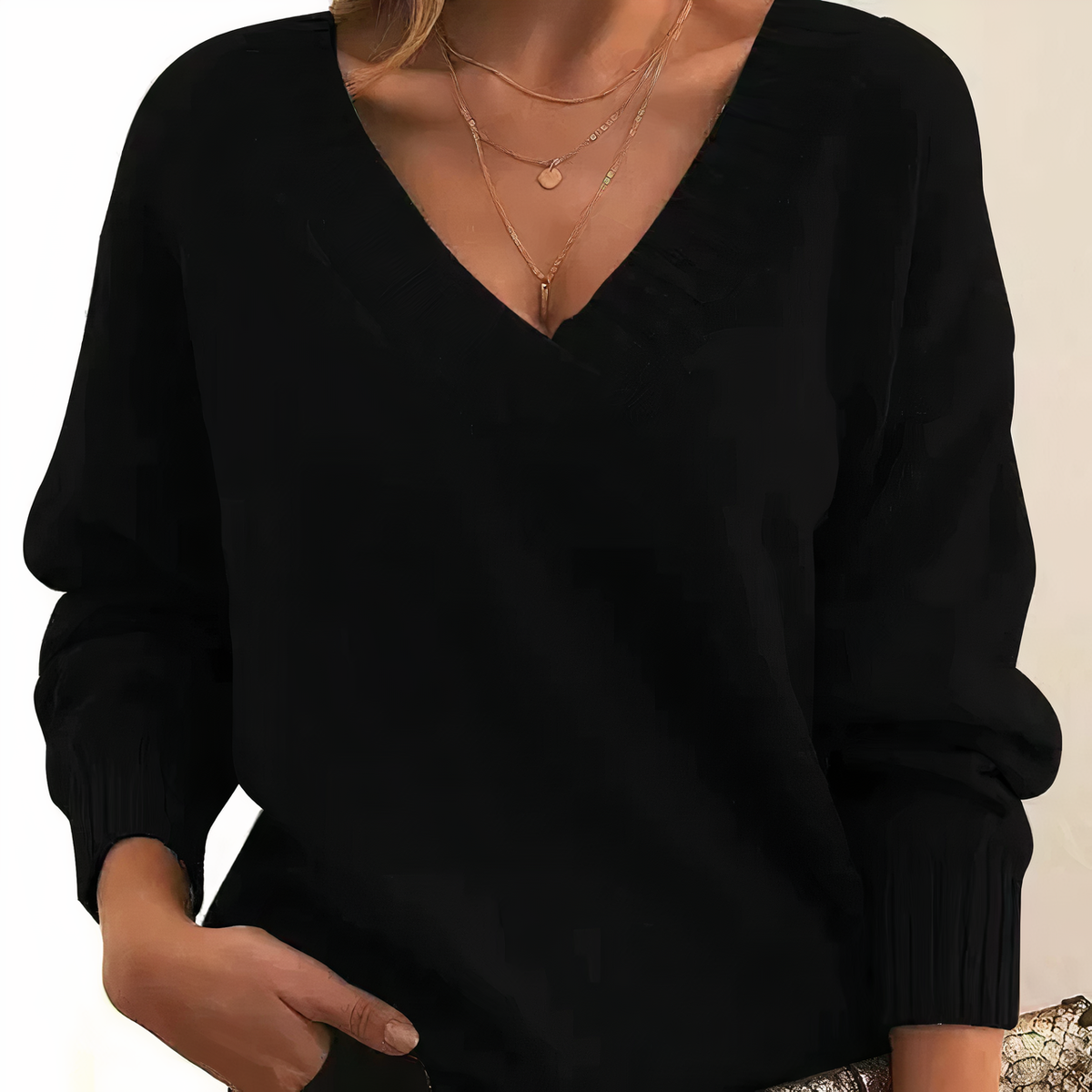 Bridget | Pleated V-Neck Jumper