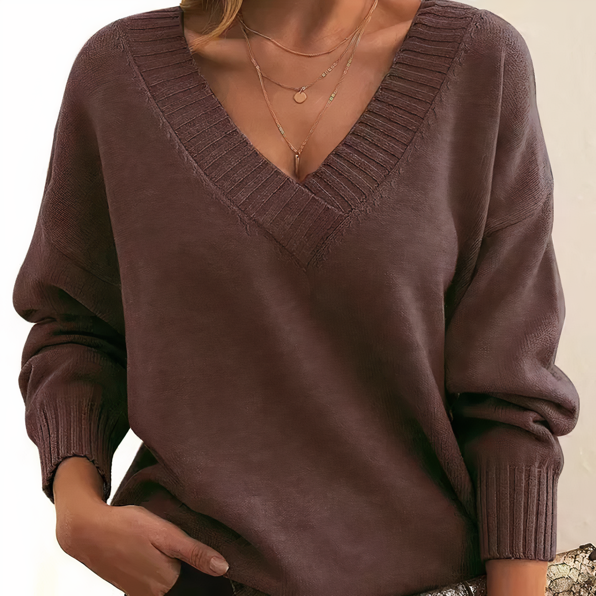 Bridget | Pleated V-Neck Jumper