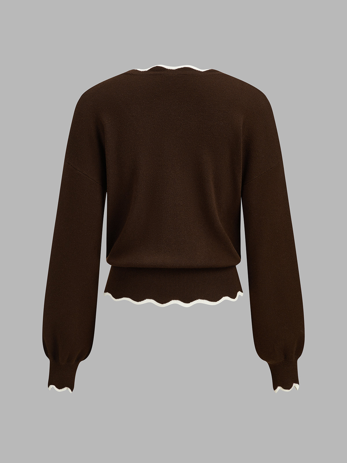 Tessa | Scallop Trim V-Neck Jumper