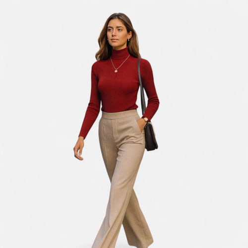 Ava | Slim Ribbed Roll Neck Jumper