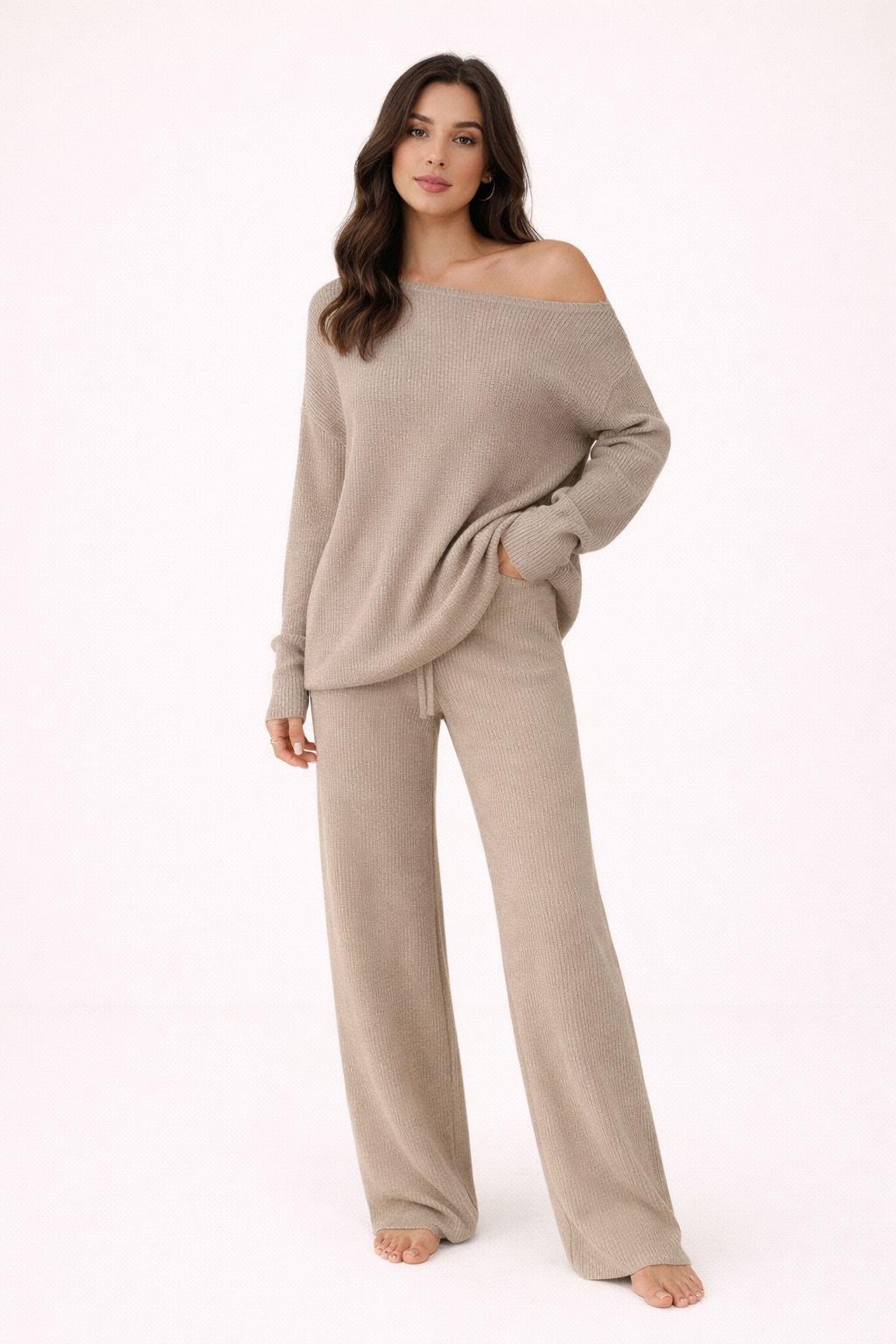 Mabel | Off-Shoulder Knit Lounge Set