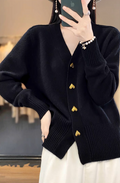 Joyce | Heart Button V-Neck Cardigan