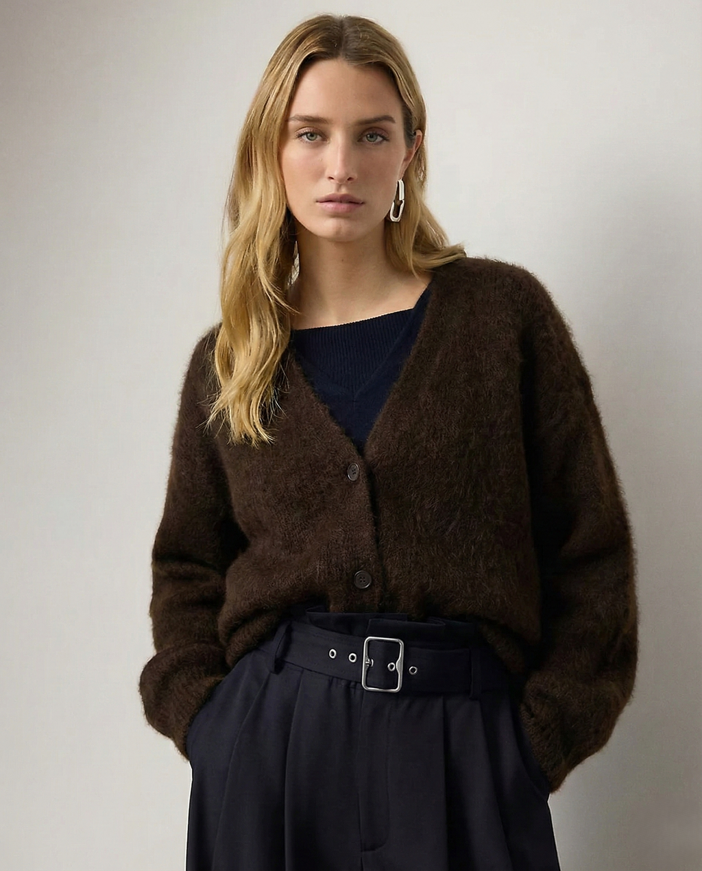 Ernestine | Fluffy V-Neck Button Cardigan