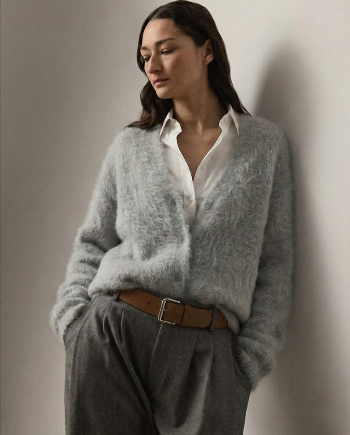 Ernestine | Fluffy V-Neck Button Cardigan