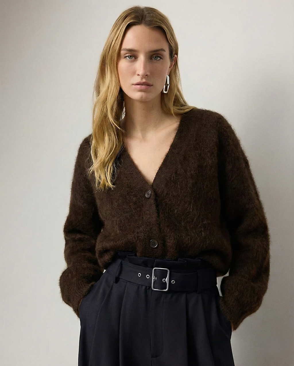 Ernestine | Fluffy V-Neck Button Cardigan