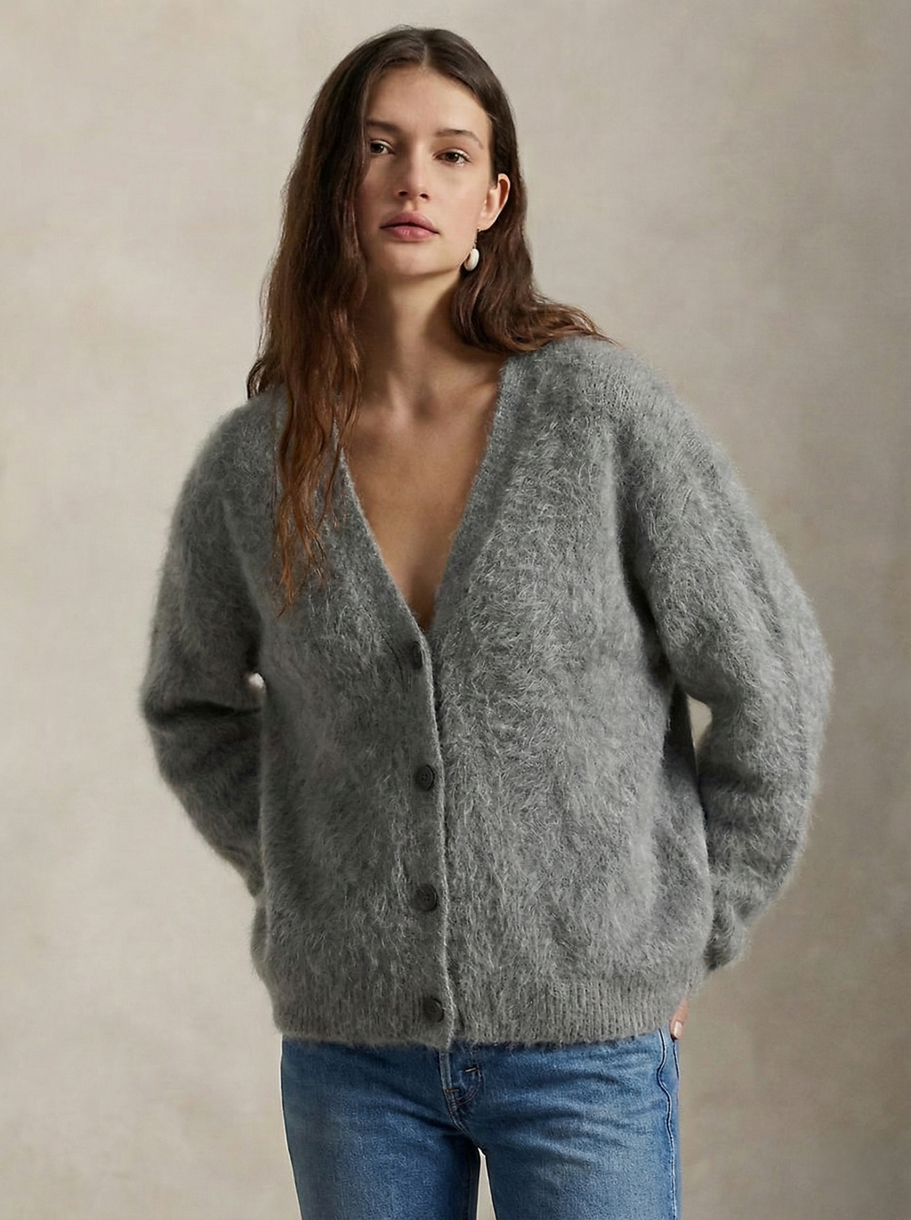 Ernestine | Fluffy V-Neck Button Cardigan