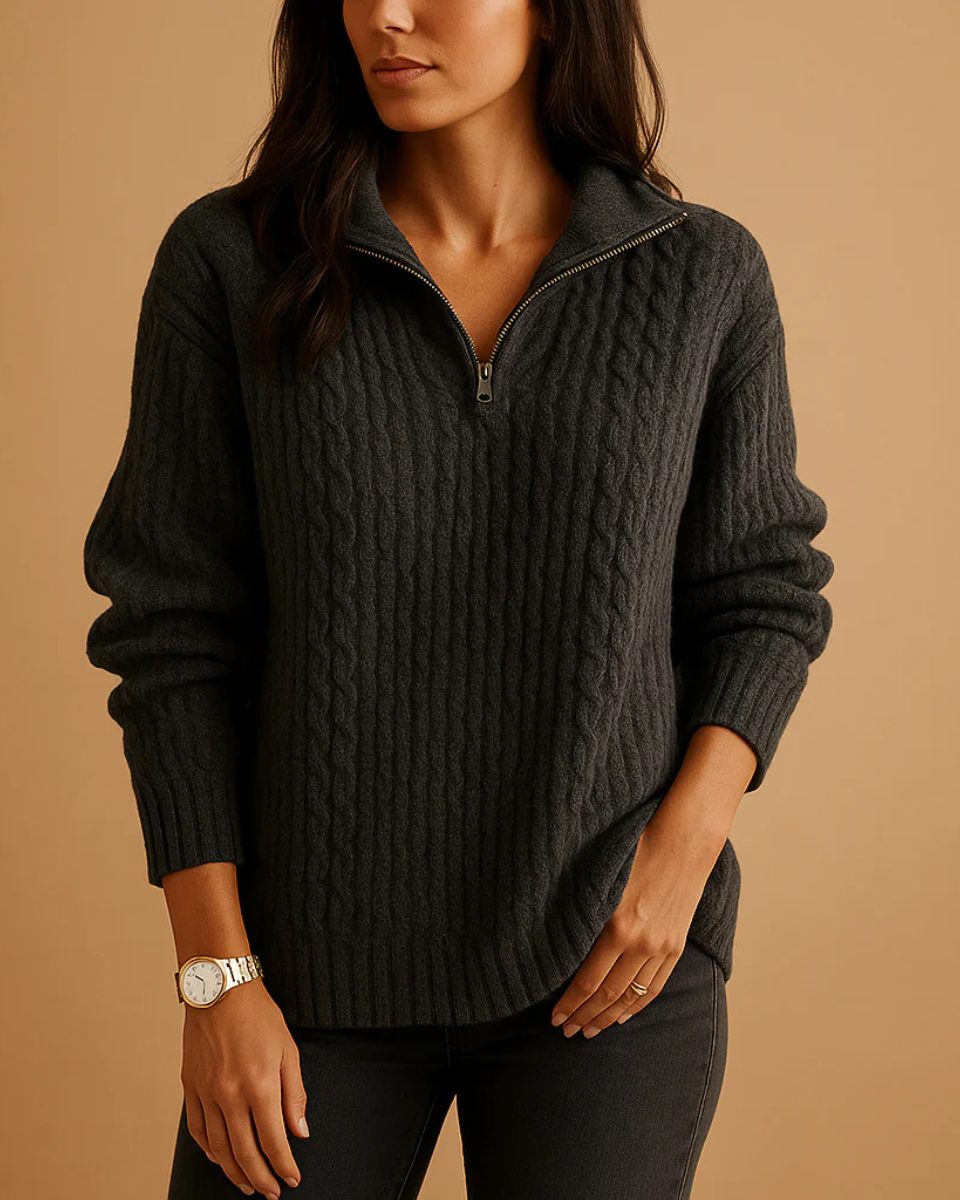 Octavia | Ribbed Half Zip Jumper
