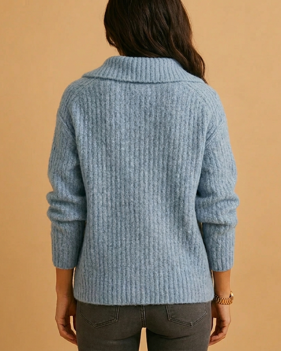 Octavia | Ribbed Half Zip Jumper