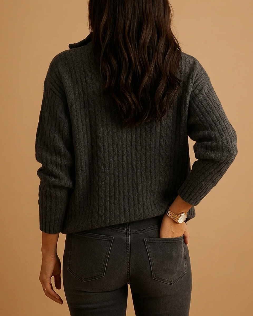 Octavia | Ribbed Half Zip Jumper