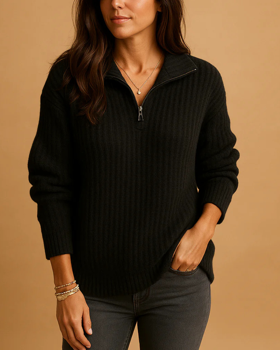 Octavia | Ribbed Half Zip Jumper
