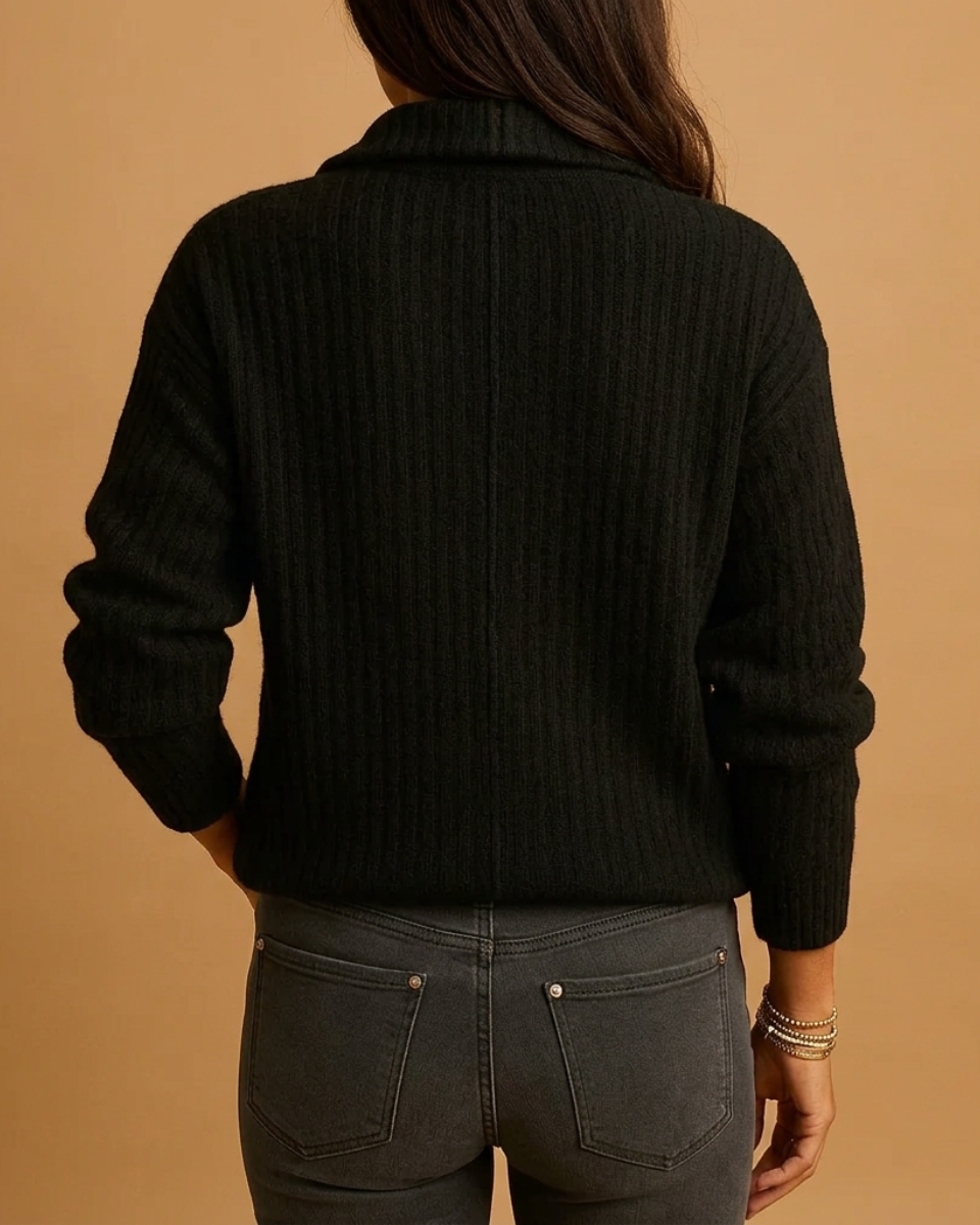 Octavia | Ribbed Half Zip Jumper