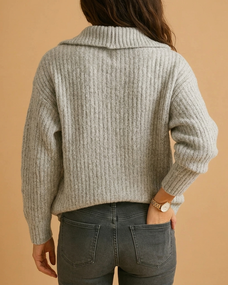 Octavia | Ribbed Half Zip Jumper