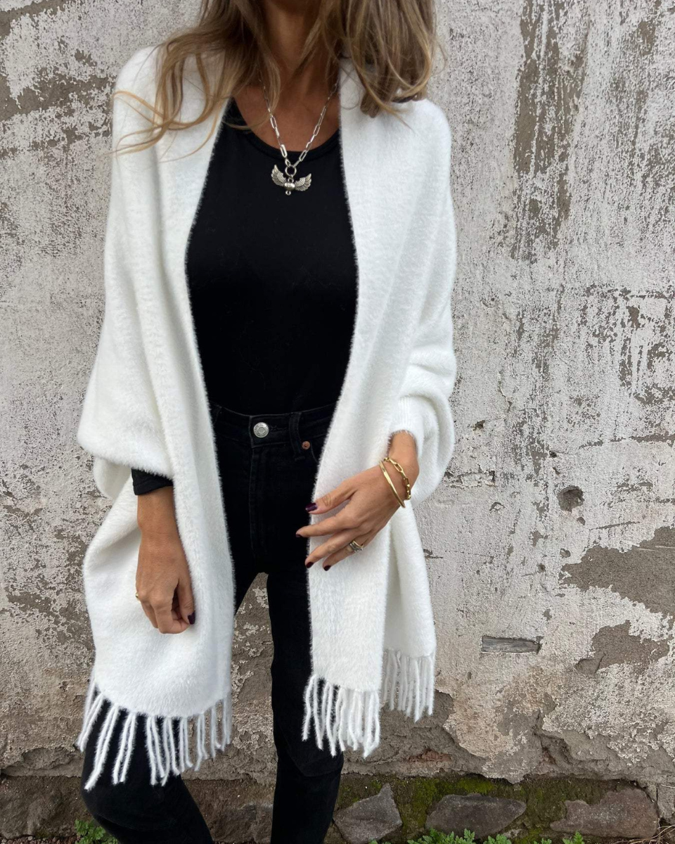 Etta | Brushed Fringe-Hem Cardigan Coat