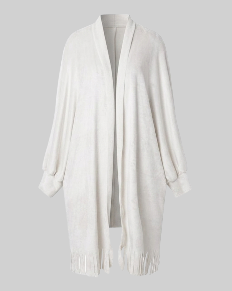 Etta | Brushed Fringe-Hem Cardigan Coat