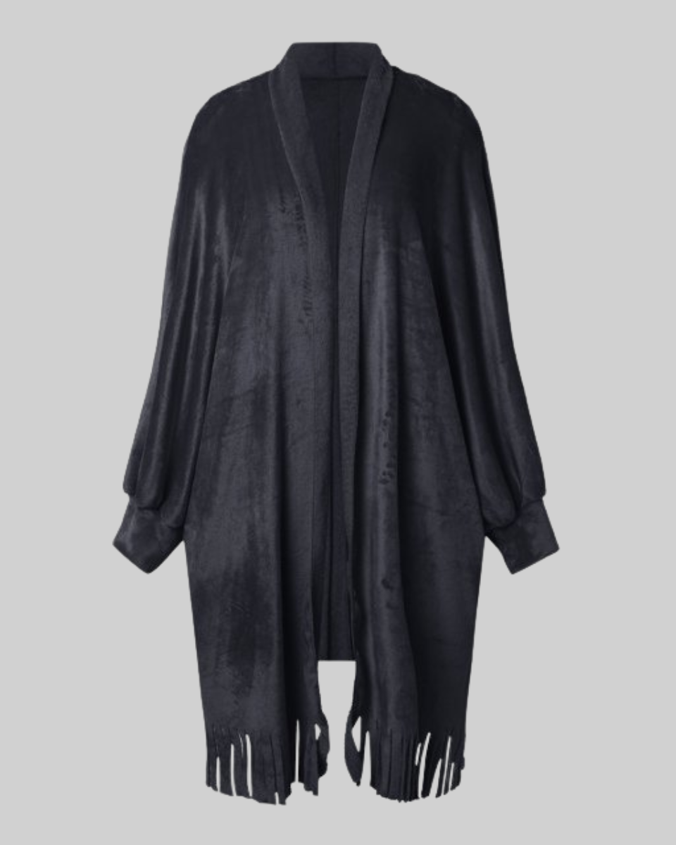 Etta | Brushed Fringe-Hem Cardigan Coat